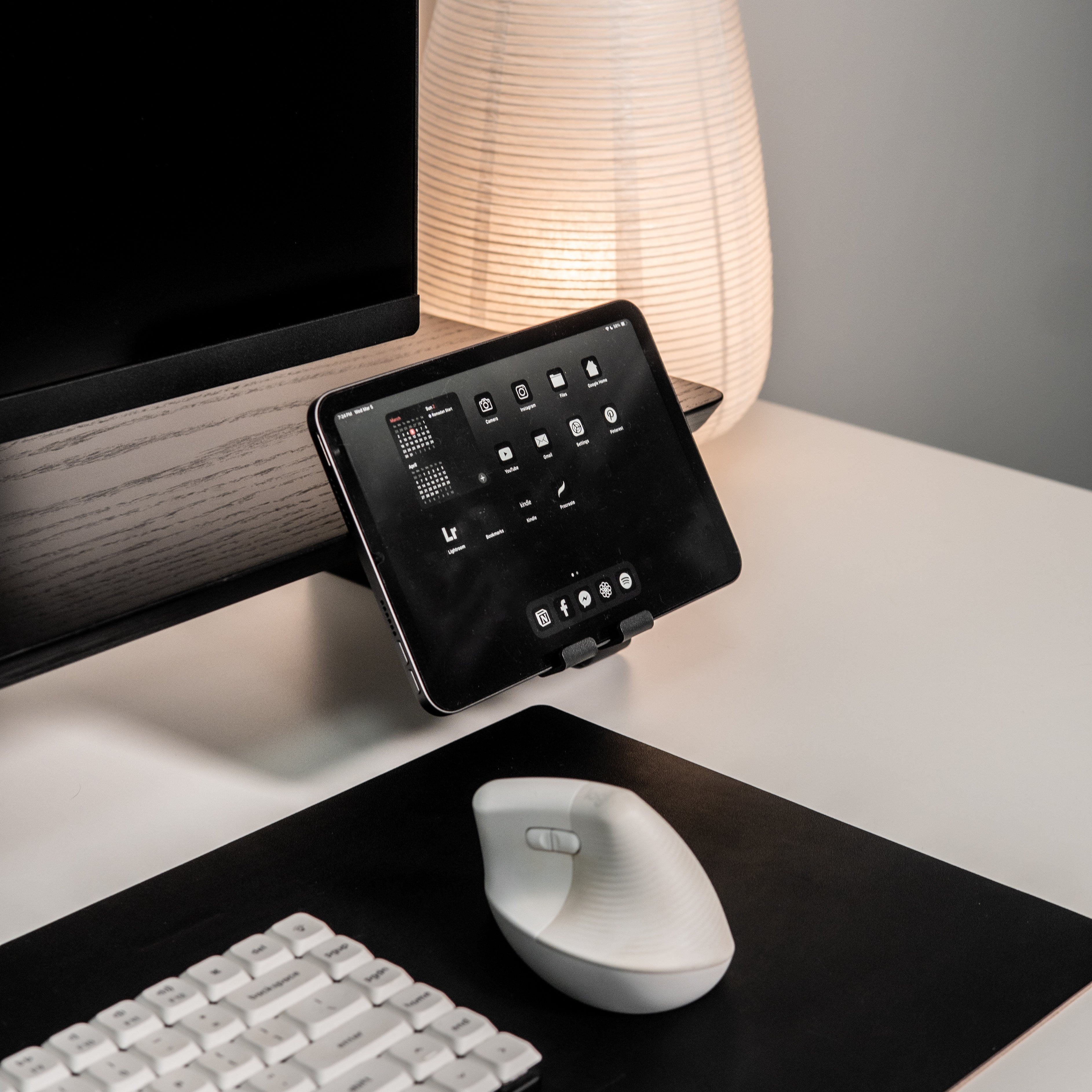 GROVEMADE Veal Organizer Black Black Desk Shelf Matte Monitor Riser Stand System Desk Organiser