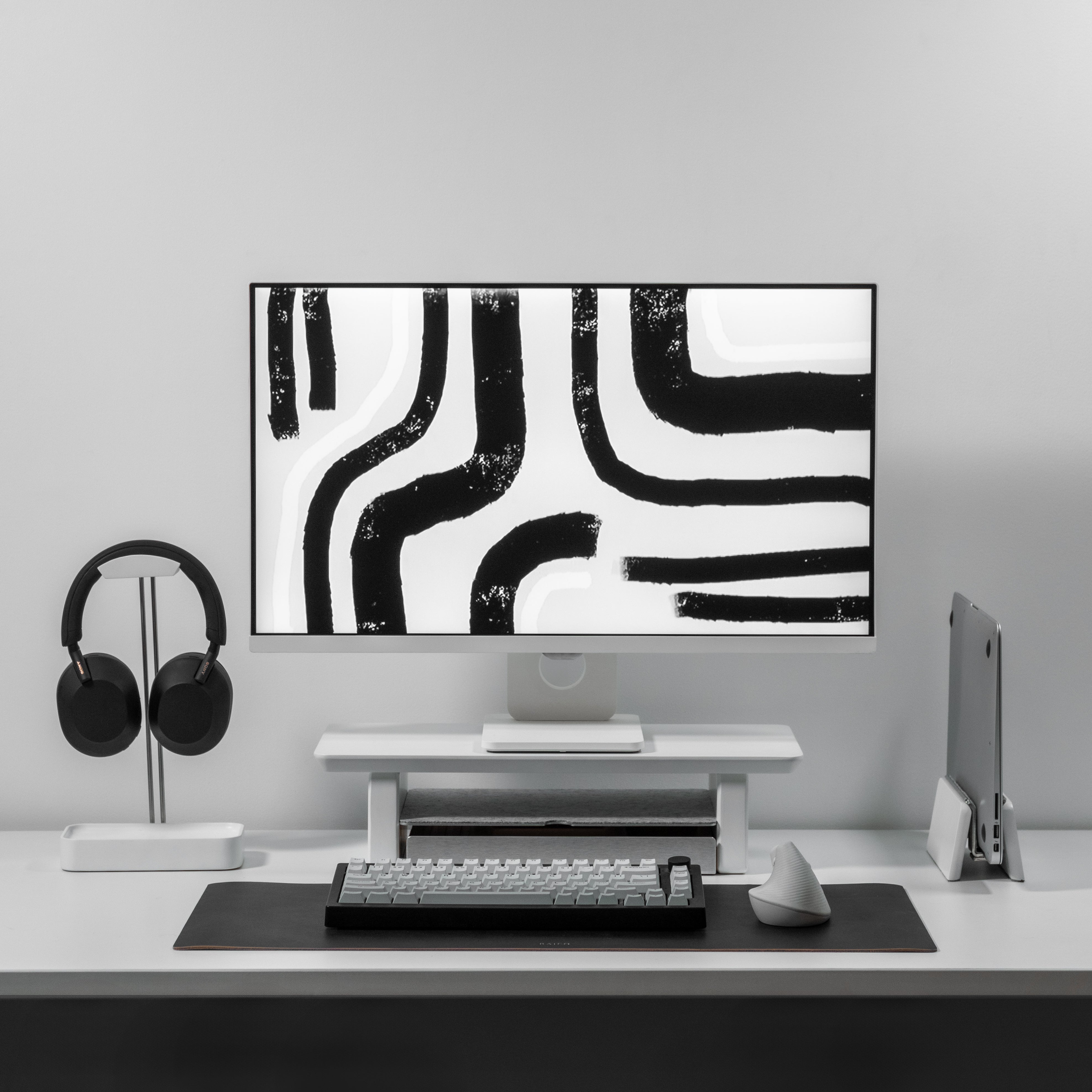 Desk Shelf White Setup Cockpit Dual Monitor Stand Grovemade Balolo